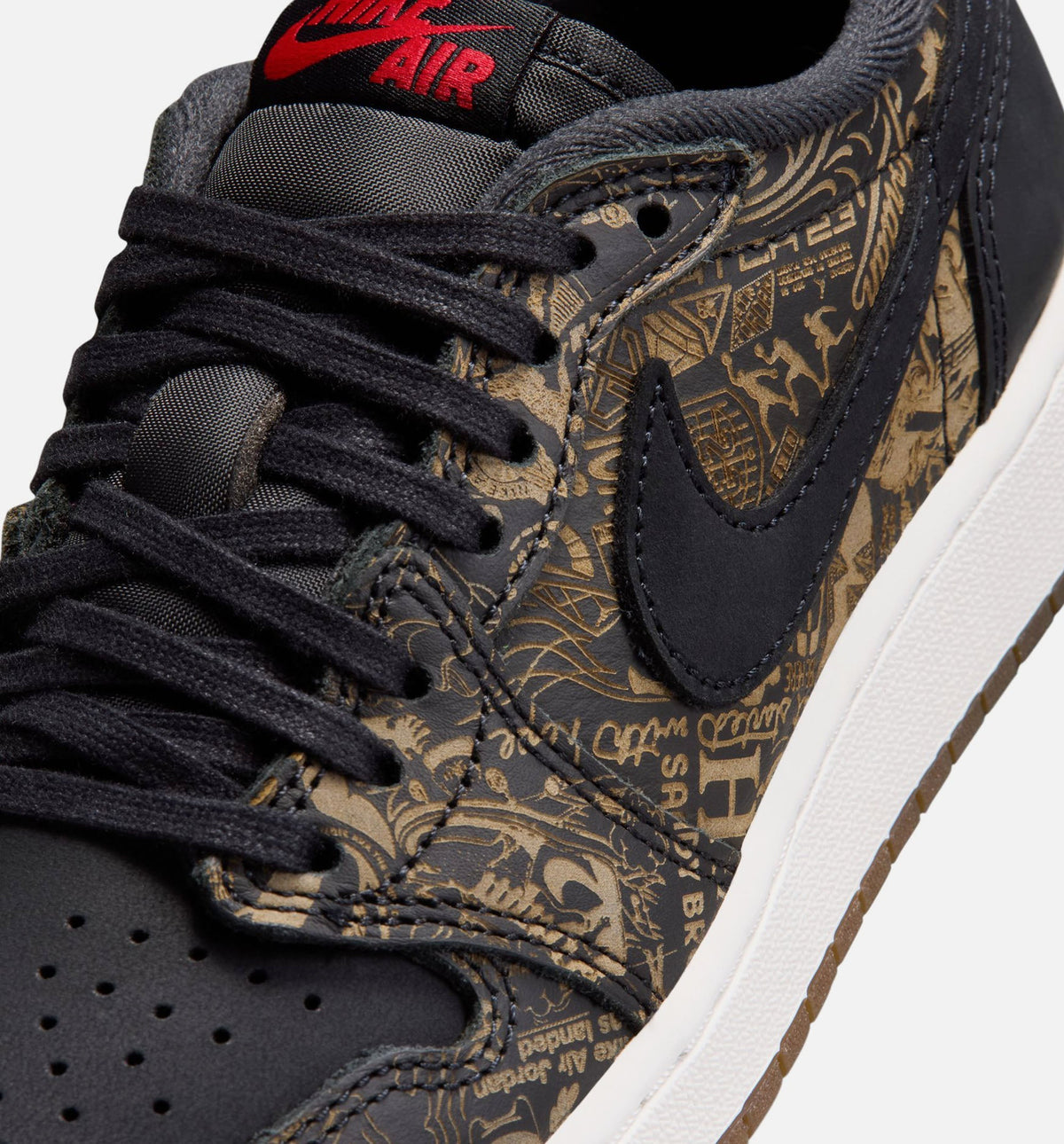 Air Jordan 1 Retro Low OG Laser Grade School Lifestyle Shoe - Black & Varsity Red