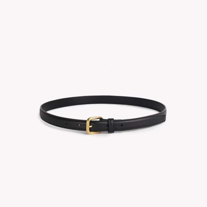 TOTEME Slim Leather Trouser Belt Gold Buckle Unisex Waist Belt