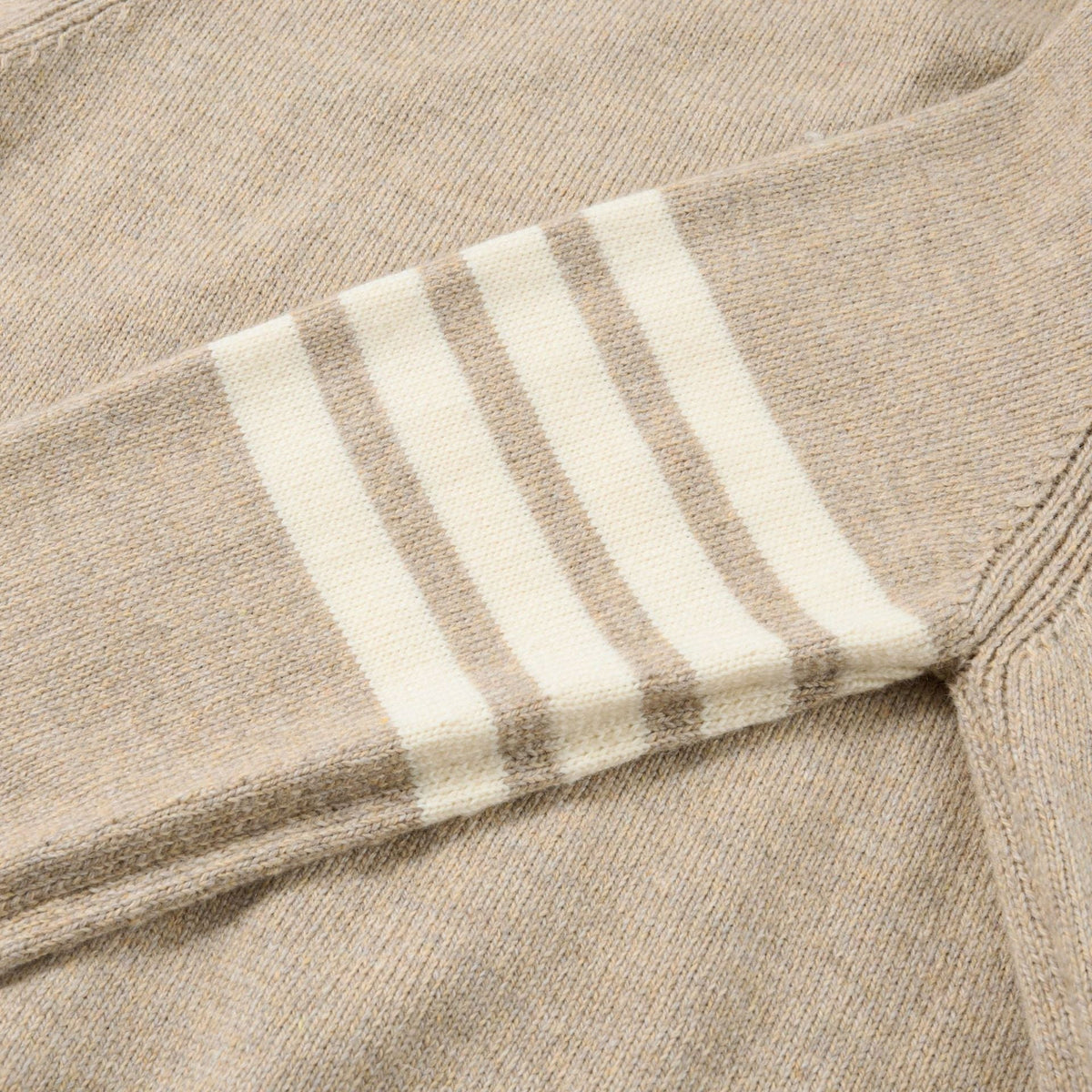 4 - Bar Cotton V - Neck Cardigan - Premium Khaki Knit Sweater | Thom Browne