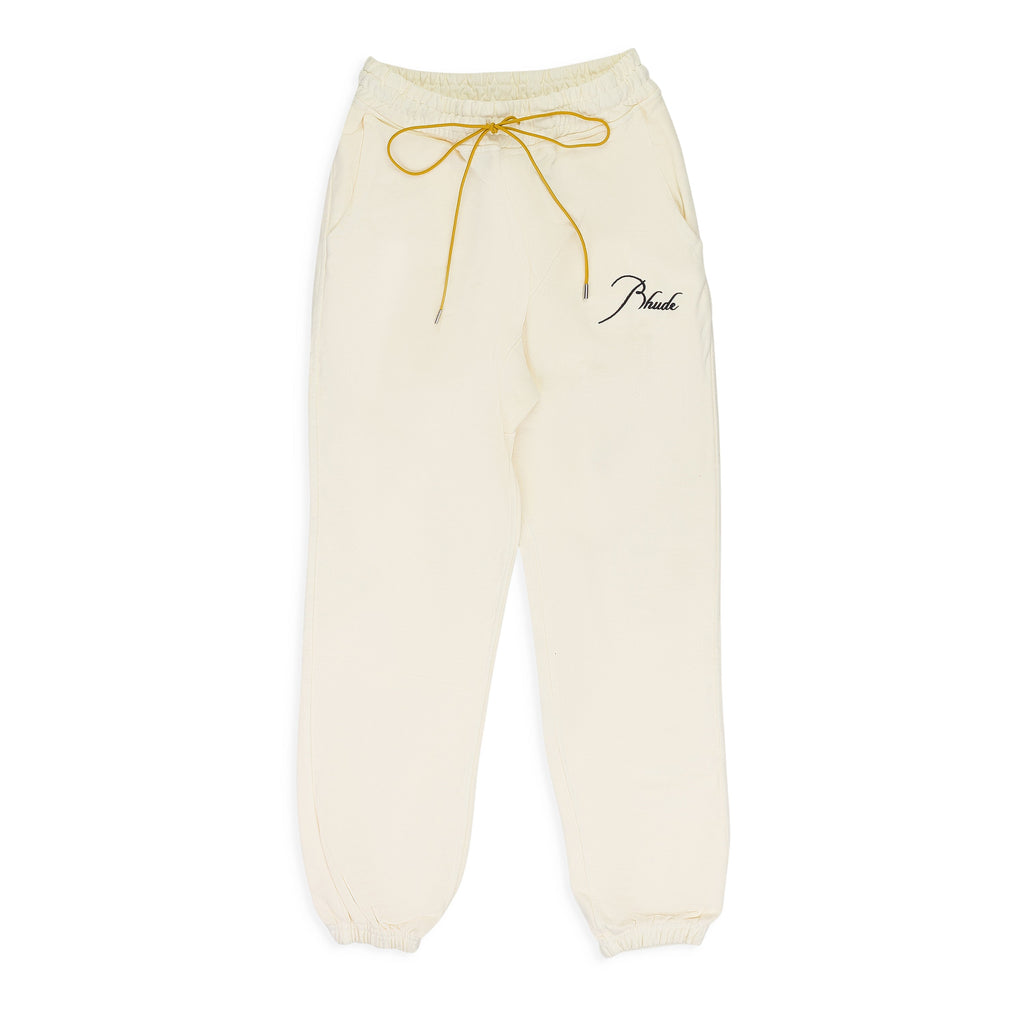 White Script Logo Terry Sweatpants