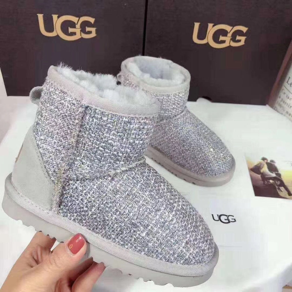 Kids Chanel-Style Snow Boots — Chic Grey | New Arrival | In Stock