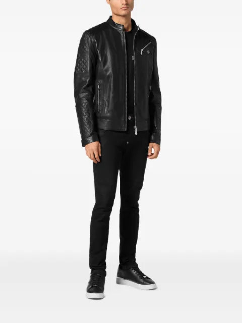 Philipp Plein padded leather moto bomber