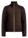 Manière De Voir Rami faux-suede & knit brown jacket