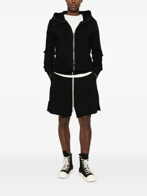 Rick Owens DRKSHDW Tower gimp hoodie in black compact heavy jersey