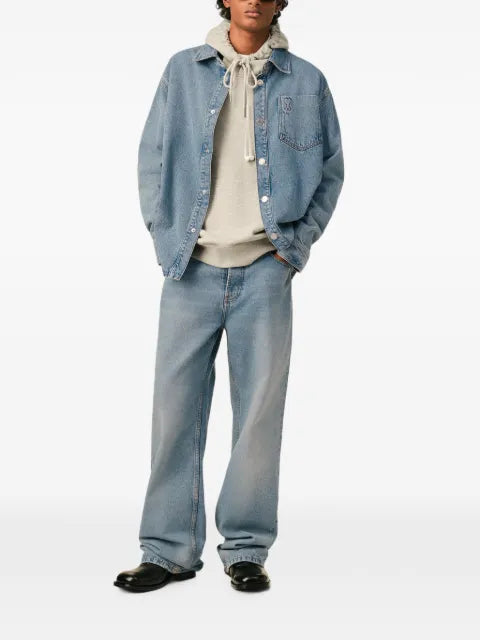 AMI Paris blue cotton overshirt with Ami de Coeur