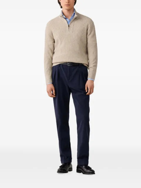 Hackett London cartridge-rib quarter-zip knit