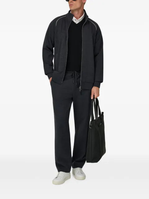 Boggi Milano full-zip sweatshirt in wool-blend diagonal