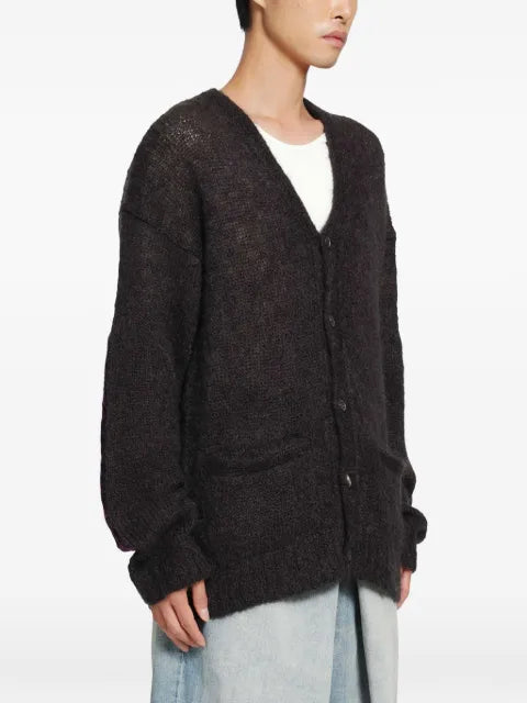 Maison Margiela velvet-patch long-sleeve cardigan
