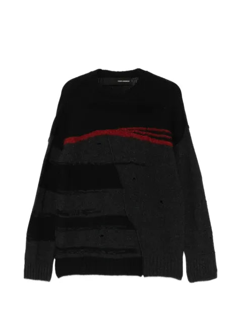 Isabel Benenato distressed panelled sweater