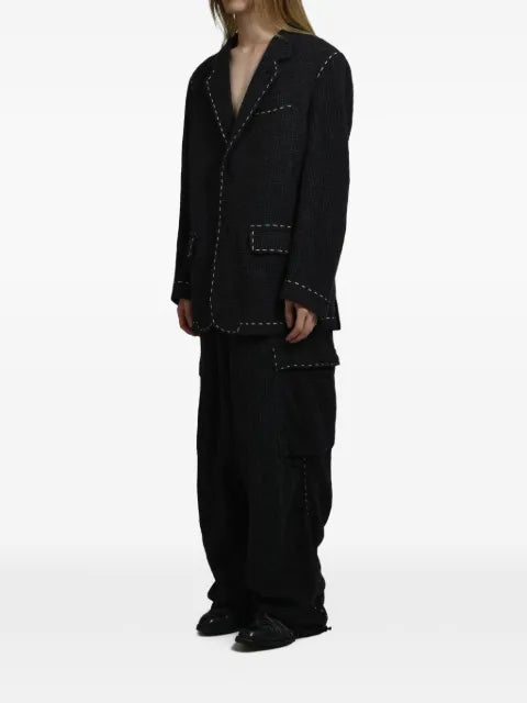 Y's houndstooth hand-stitched blazer