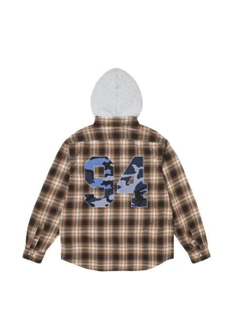 Supreme appliqué hooded flannel jacket