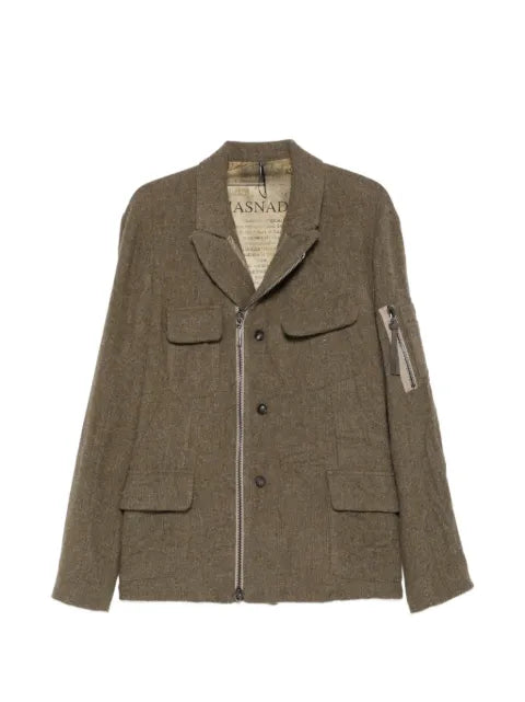 Masnada asymmetric zip-fastening military jacket