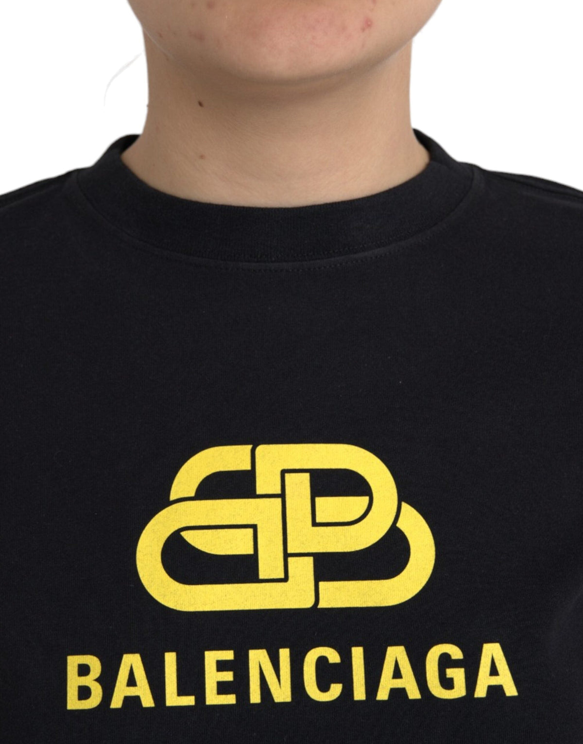 Balenciaga Black Cotton Logo Print Crew Neck Short Sleeves women T-shirt