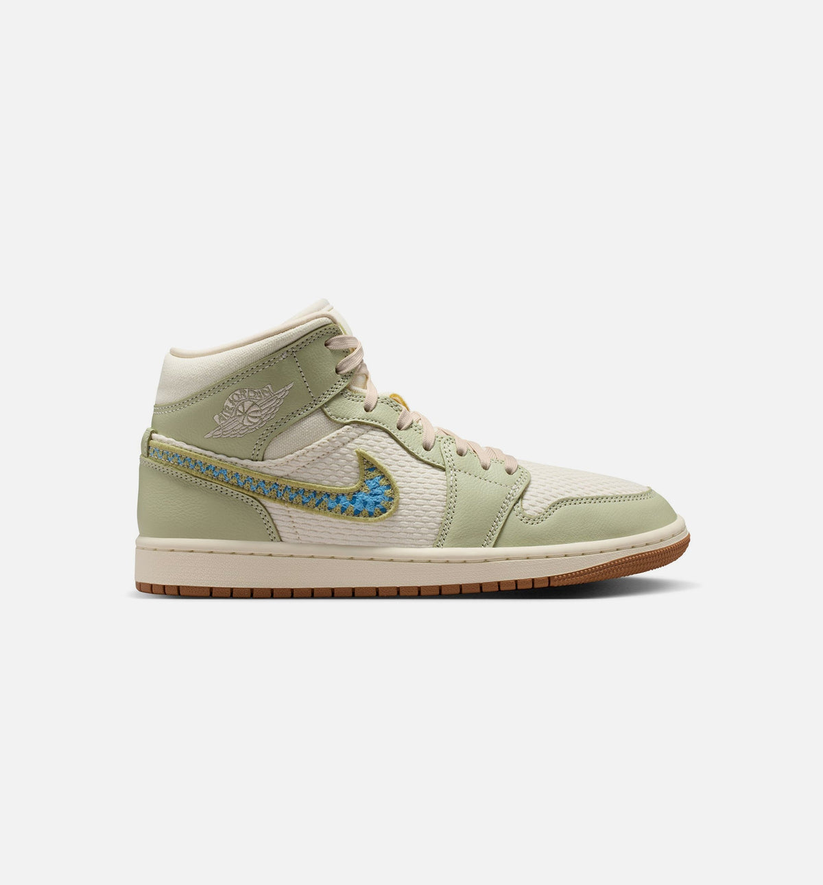 Air Jordan 1 Mid SE Women's Sneakers - Olive Aura / Pearl White / Lawn
