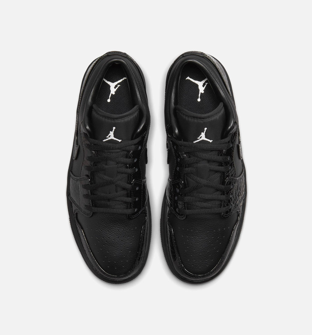 Air Jordan 1 Low Patent Elephant Women's Shoes - Black/White/Metallic Silver