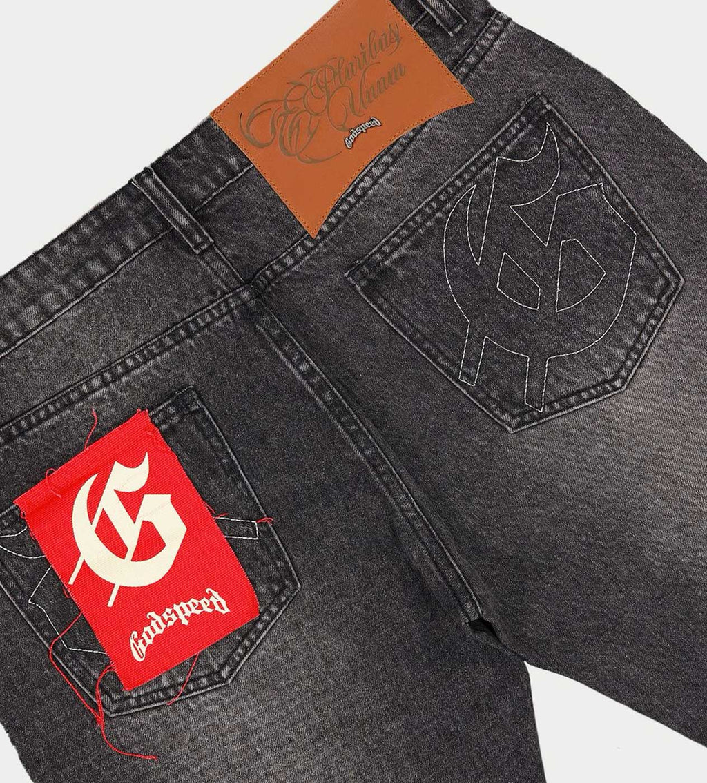 Godspeed OG Logo Flared Denim Grey Wash
