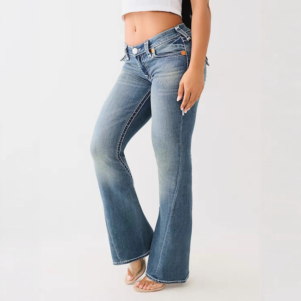 True Religion Horseshoe Embroidery High Waist Skinny Jeans Women Y2K