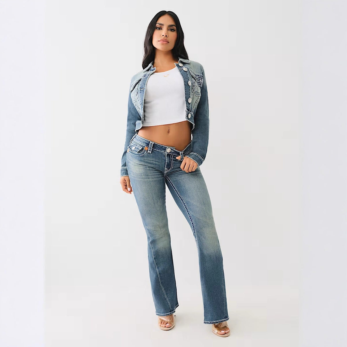 True Religion Horseshoe Embroidery High Waist Skinny Jeans Women Y2K