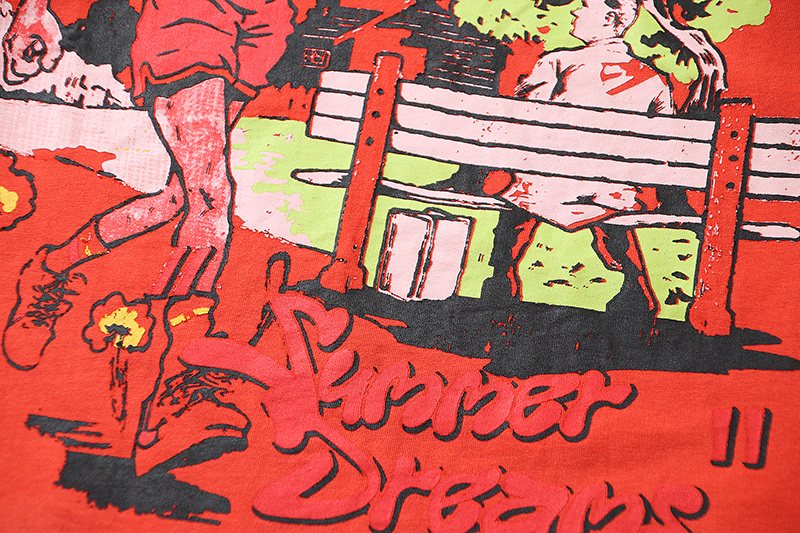 VALE USA Washed Red Graphic T-Shirt