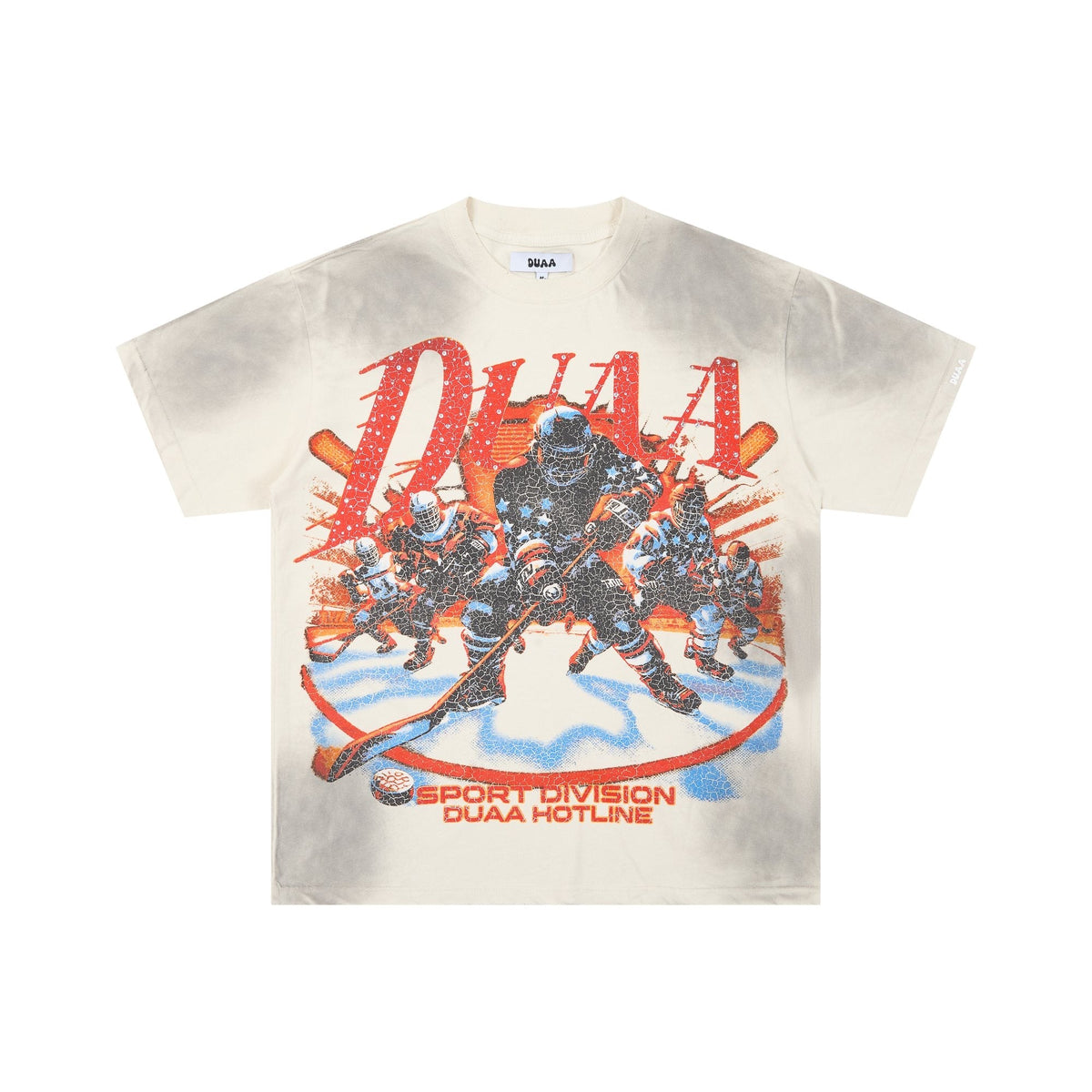 DUAA Cream Washed Hockey Graphic Short-Sleeve T-Shirt