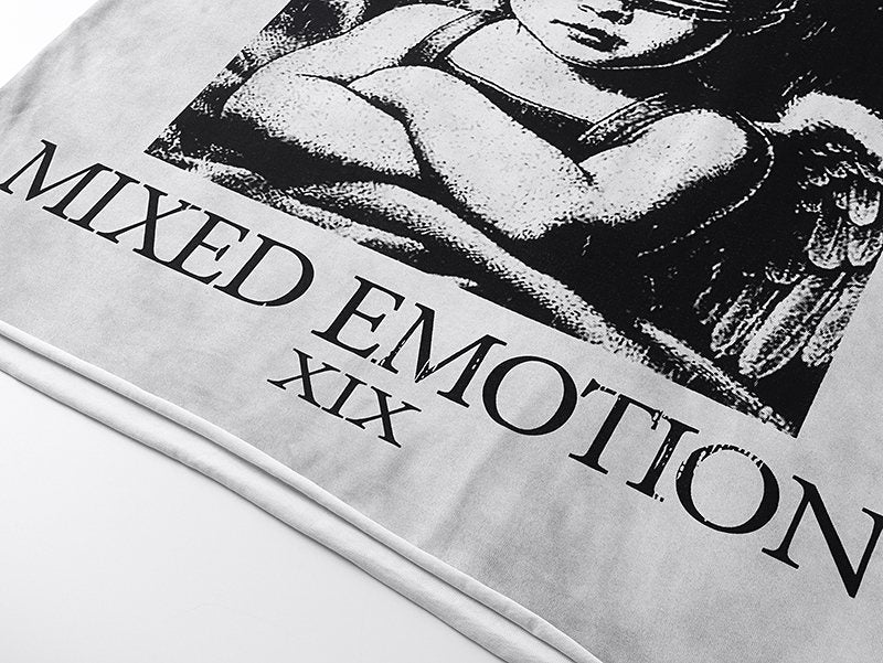 MIXED EMOTION Angel Back-Print Short-Sleeve T-Shirt