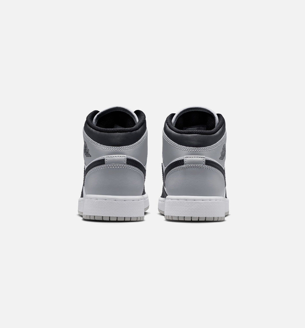 Air Jordan 1 Mid Big Kids' Lifestyle Shoes - White/Light Smoke Grey/Black