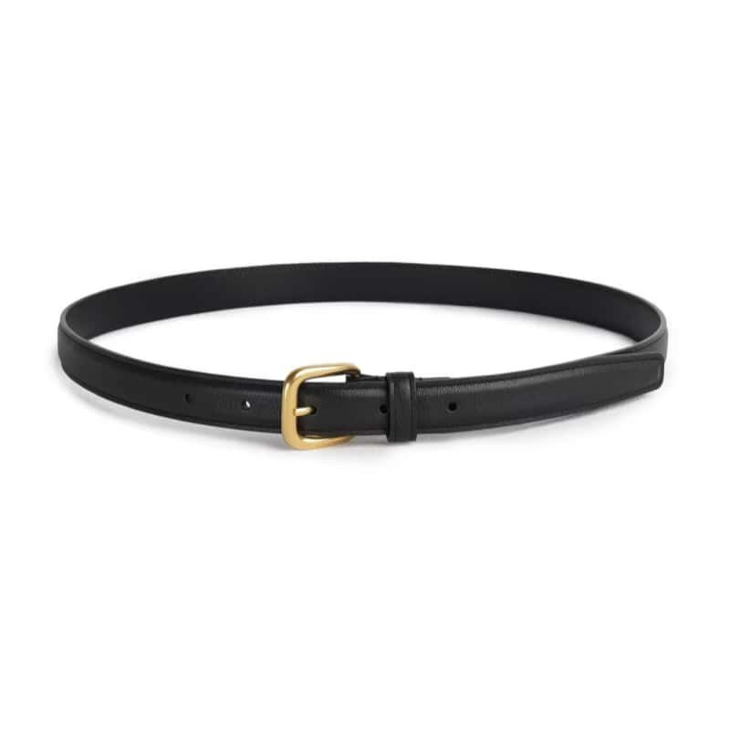 TOTEME Slim Leather Trouser Belt Gold Buckle Unisex Waist Belt
