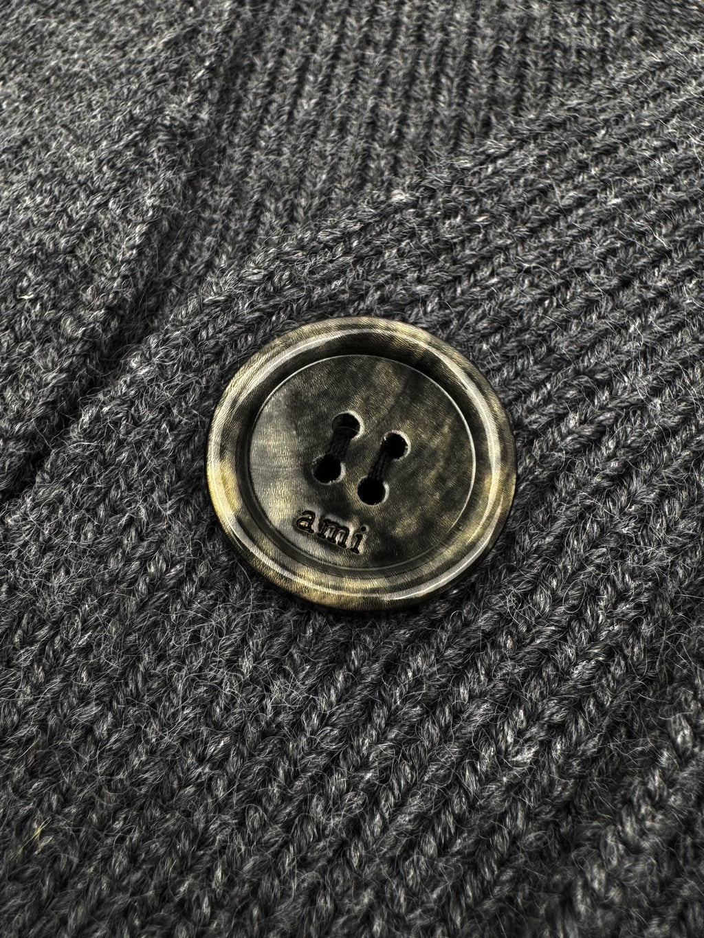 Ami Paris Heart Jacquard Merino Cardigan