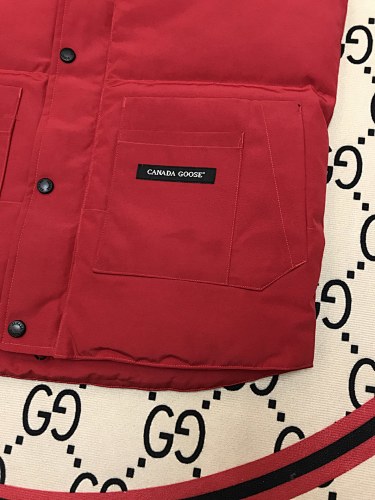 Canada Goose Puffer Vest in Red with Stand Collar and Logo Patch
