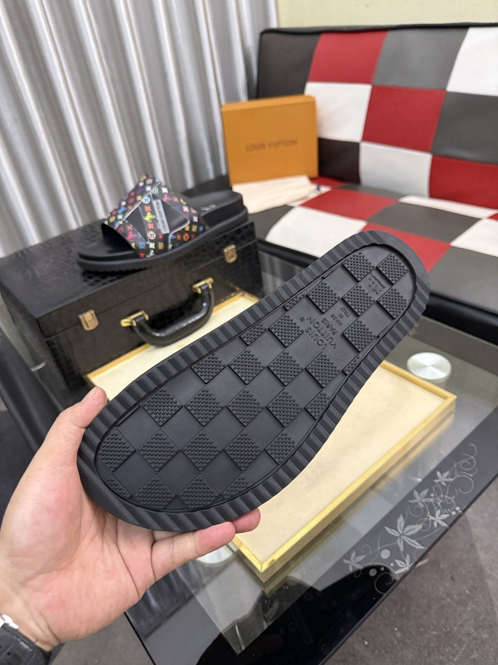 Louis Vuitton Multicolor Strap Slide Sandals