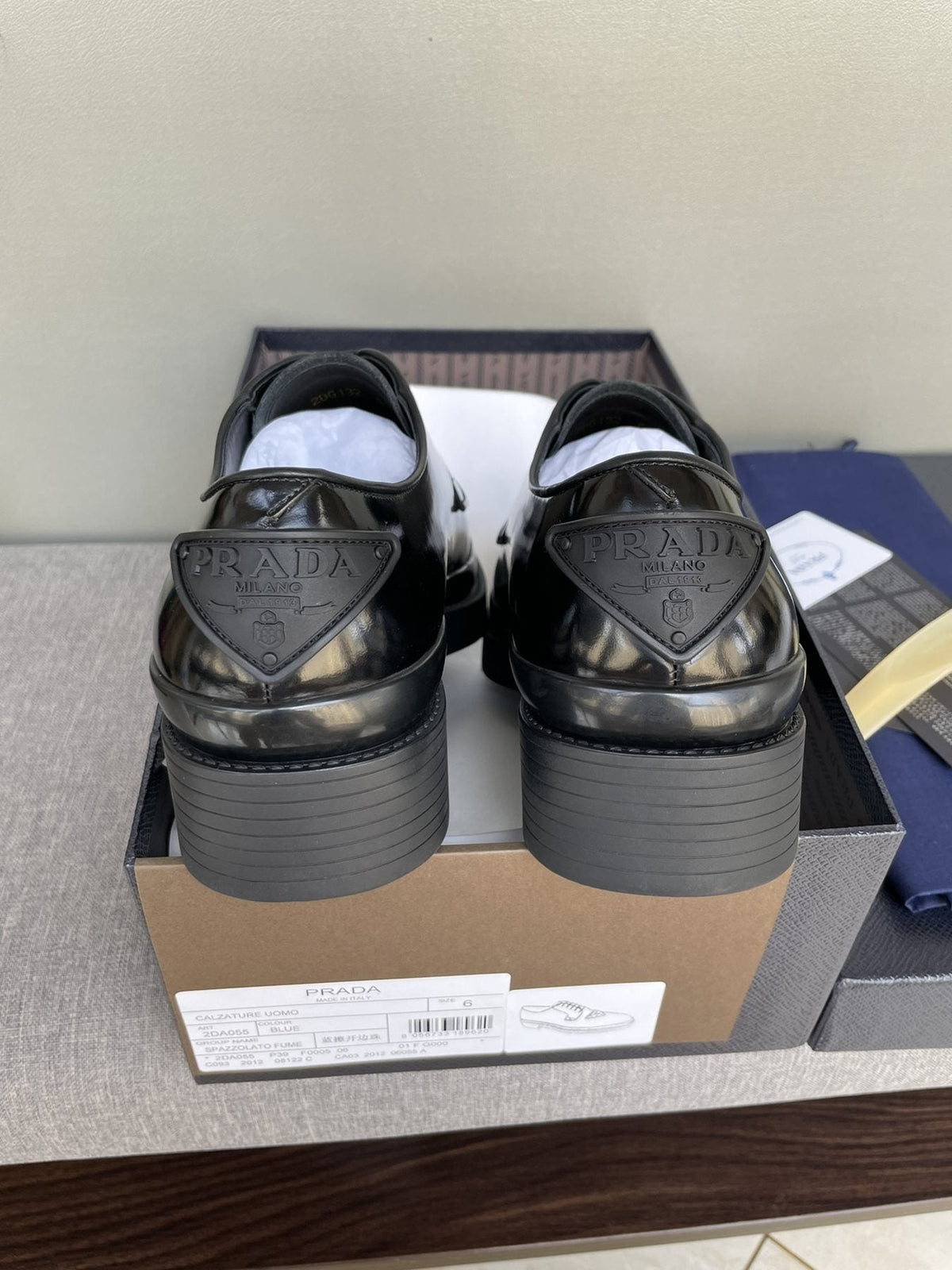 Prada Black Glossy Oxford Shoes