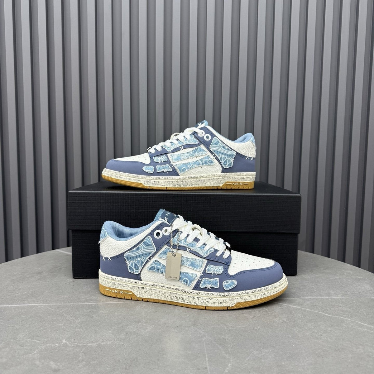 Amiri Light Blue Patchwork Sneakers