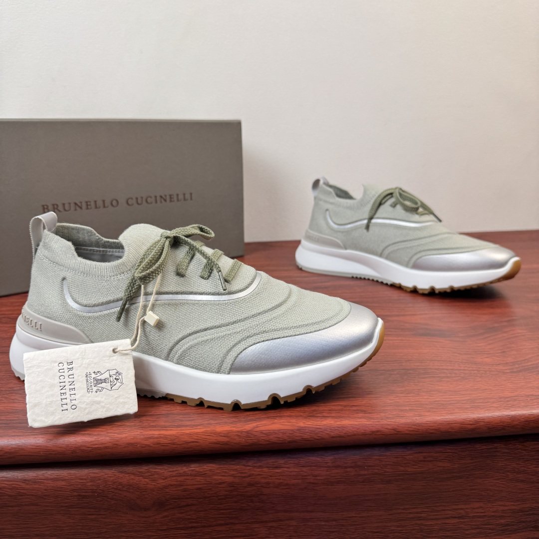 Brunello Cucinelli Men's Knit Sneakers