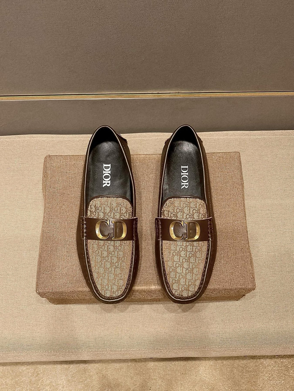 Dior Men's Patterned Vamp Buckle Loafers