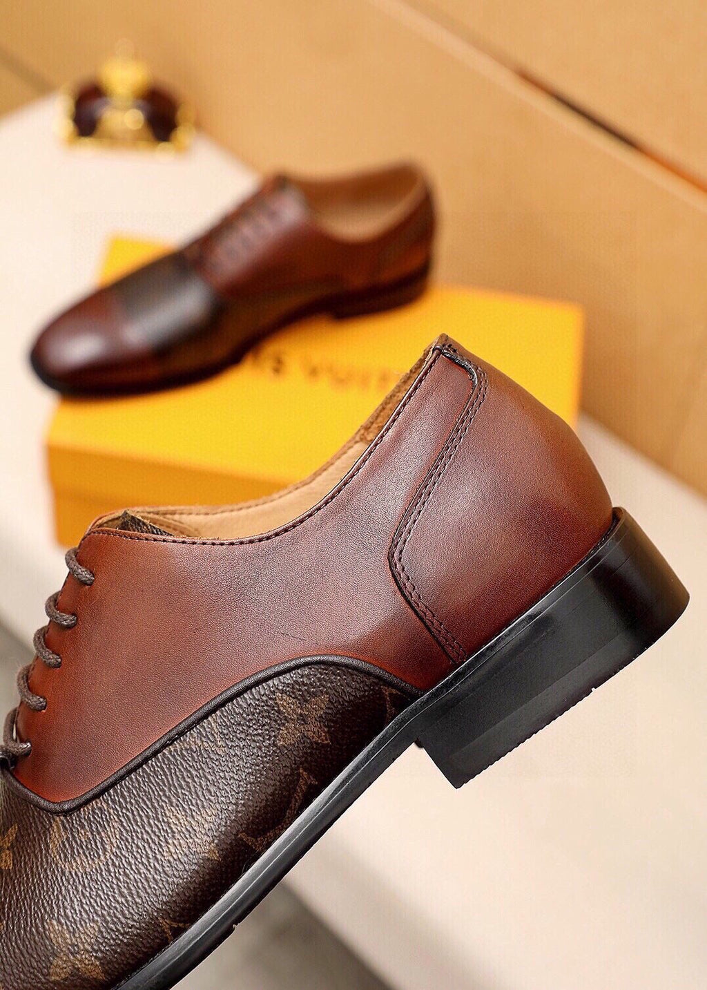 Louis Vuitton Patterned Panel Lace-Up Dress Shoes