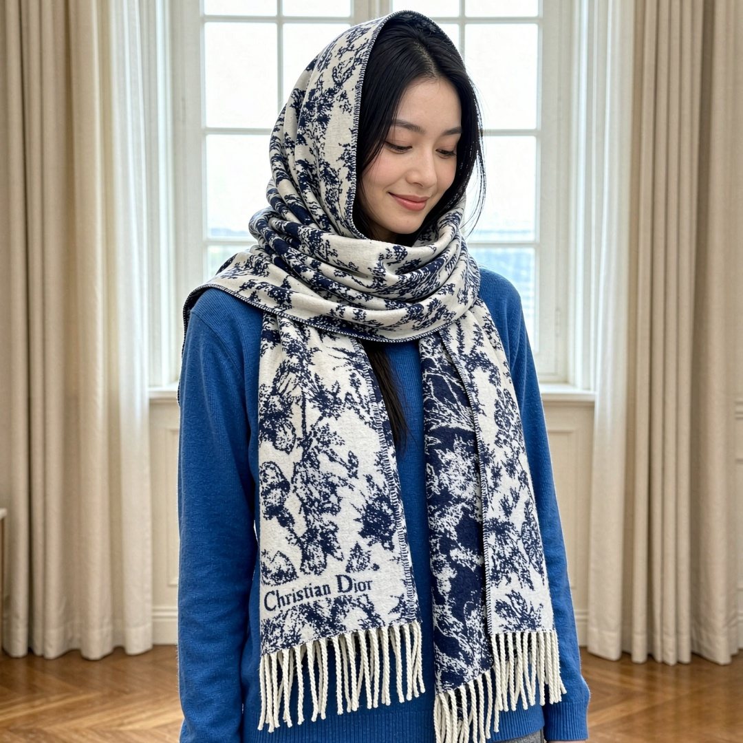 Dior Botanical Fringed Scarf