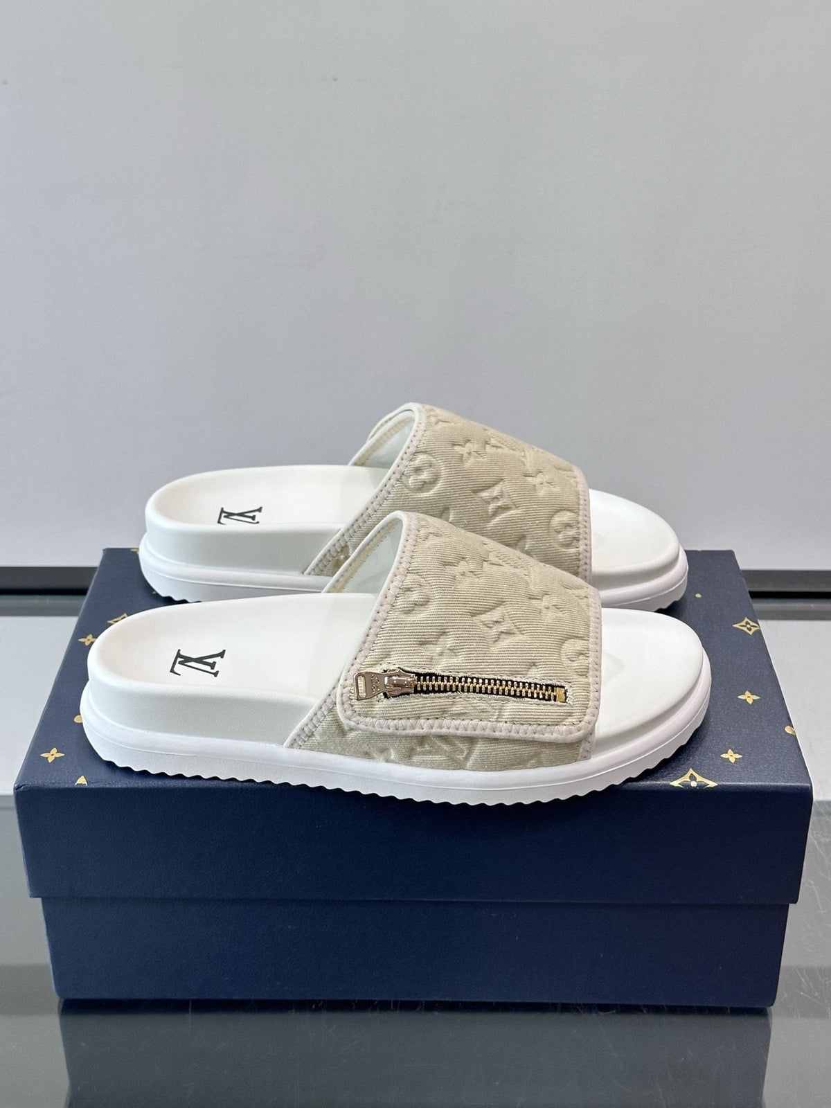 Louis Vuitton Embossed Strap Slide Sandals - Open Toe