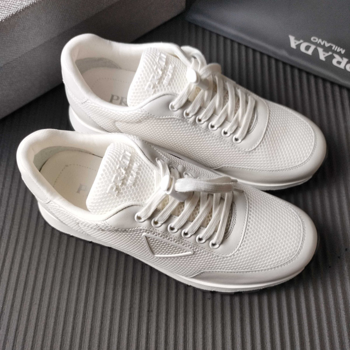 Prada Mesh Low-Top Sneakers - Tonal Rubber Sole