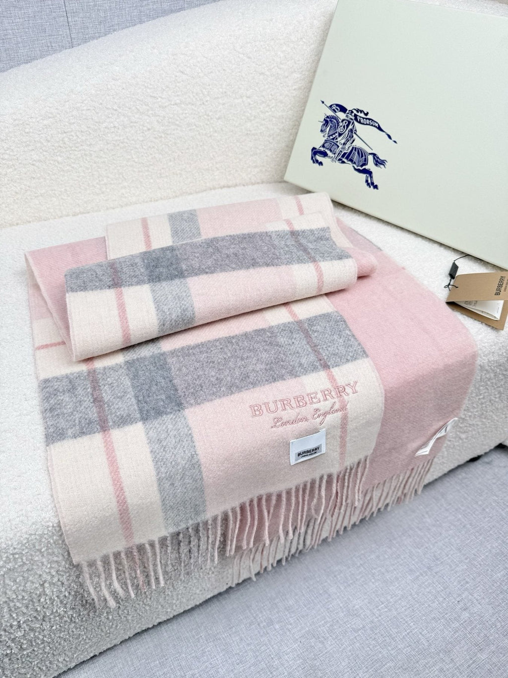 Burberry Double-Sided Plaid Fringe Scarf
