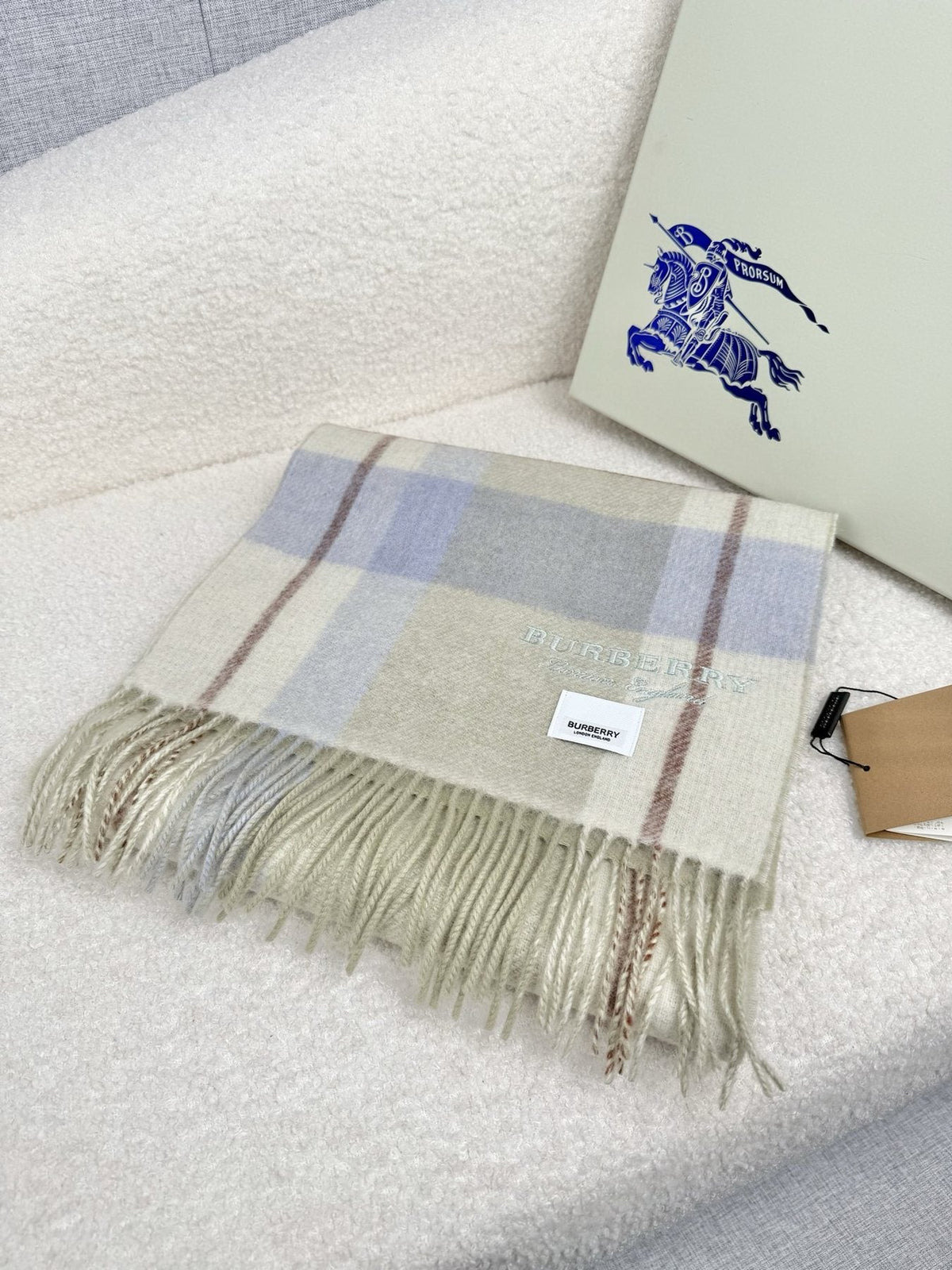 Burberry Double-Sided Plaid Fringe Scarf