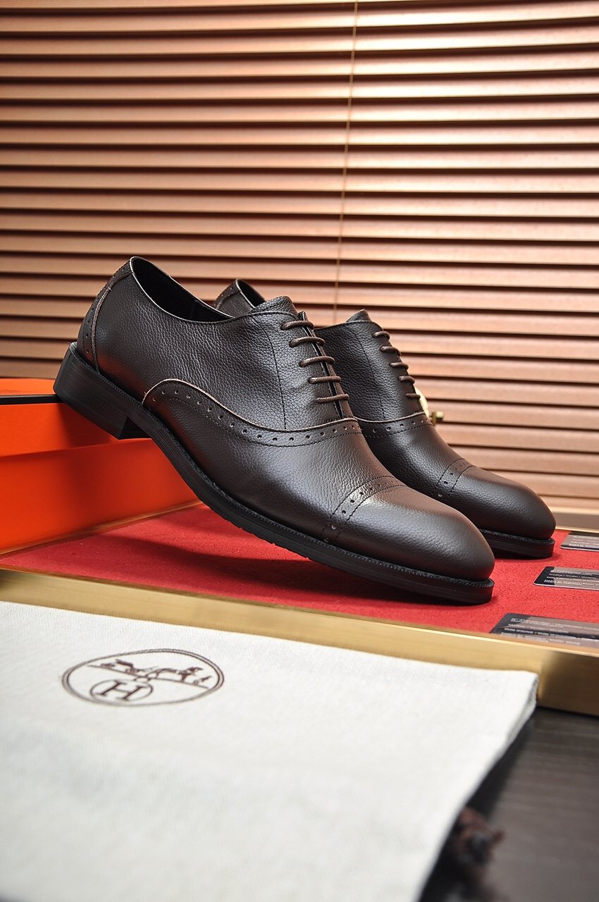 Hermès Men's Perforated Leather Lace-Up Dress Shoes