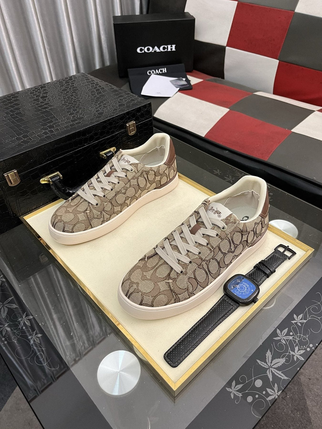 Coach Black and Charcoal Low-Top Sneakers