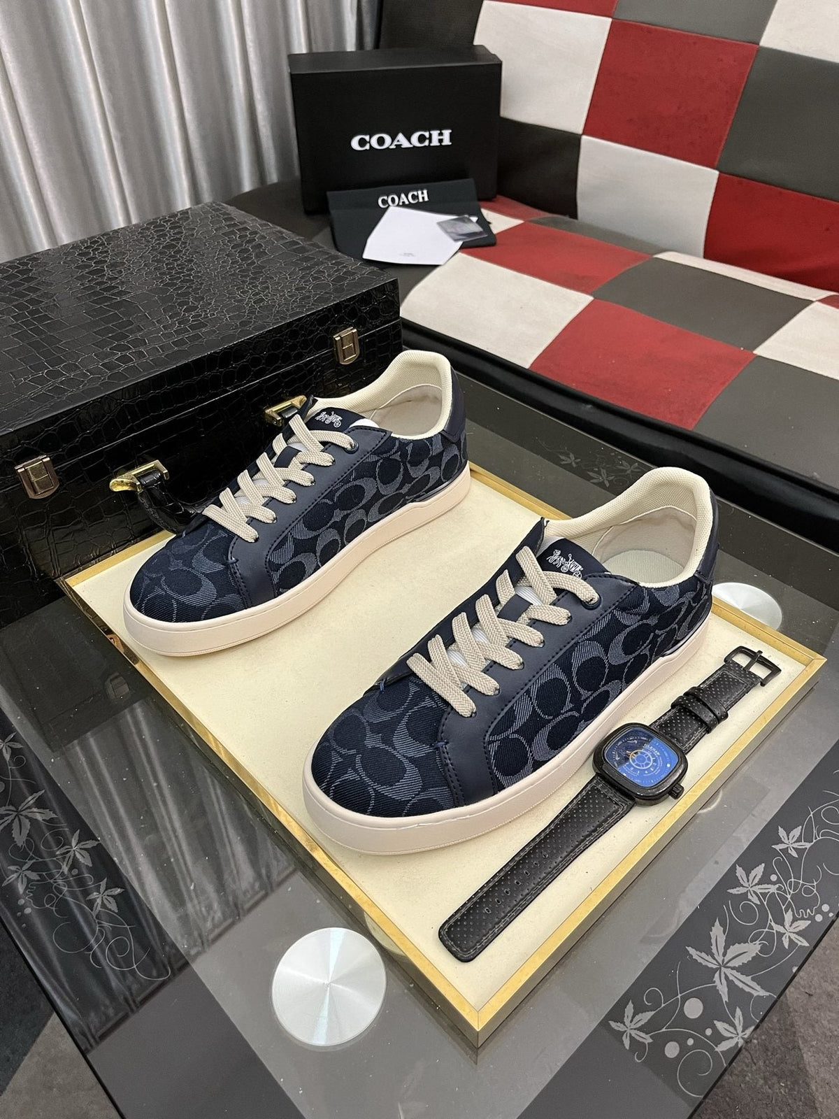 Coach Black and Charcoal Low-Top Sneakers