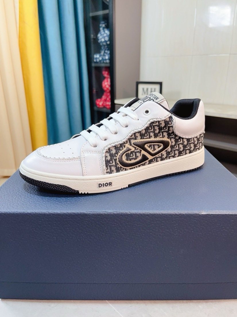 Dior Men's Patterned Panel Low-Top Sneakers