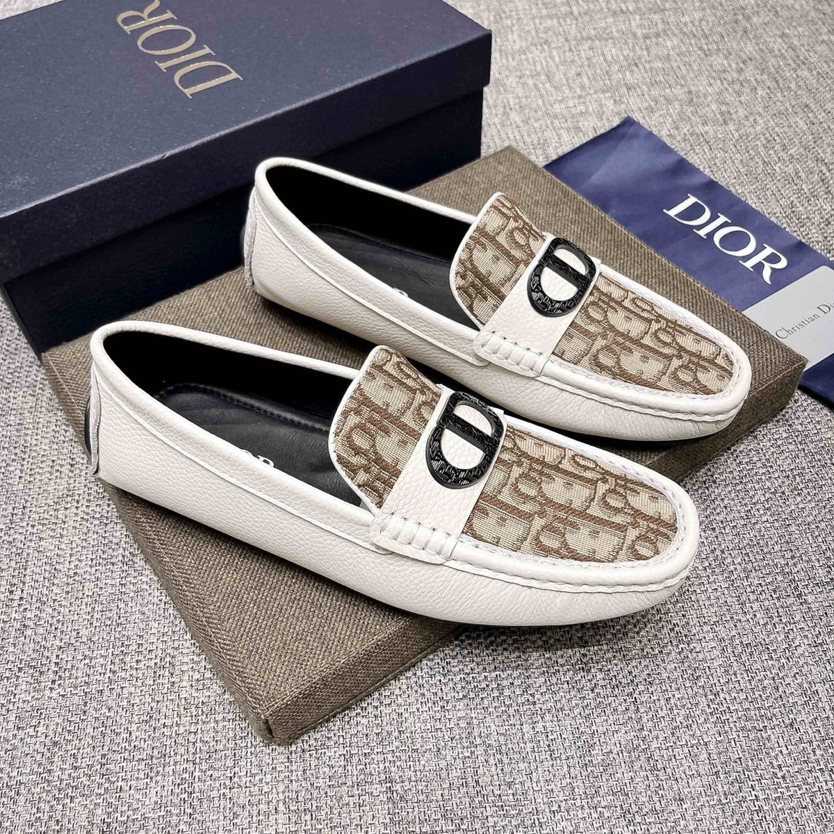 Dior Patterned Vamp Loafers