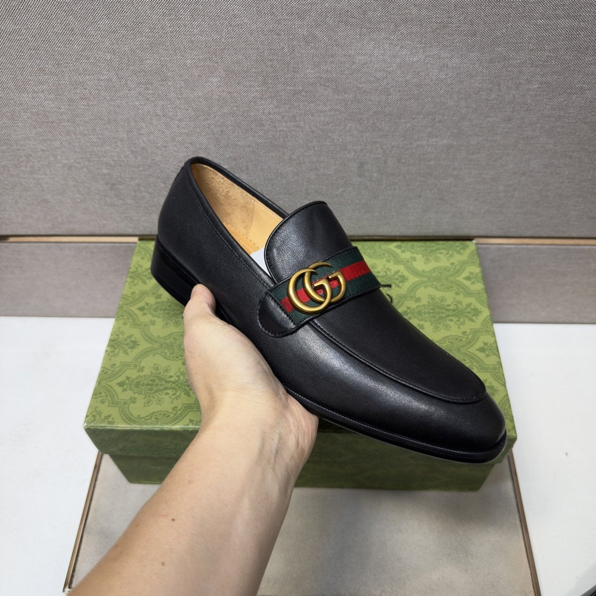 Gucci Men's Black Strap Loafers