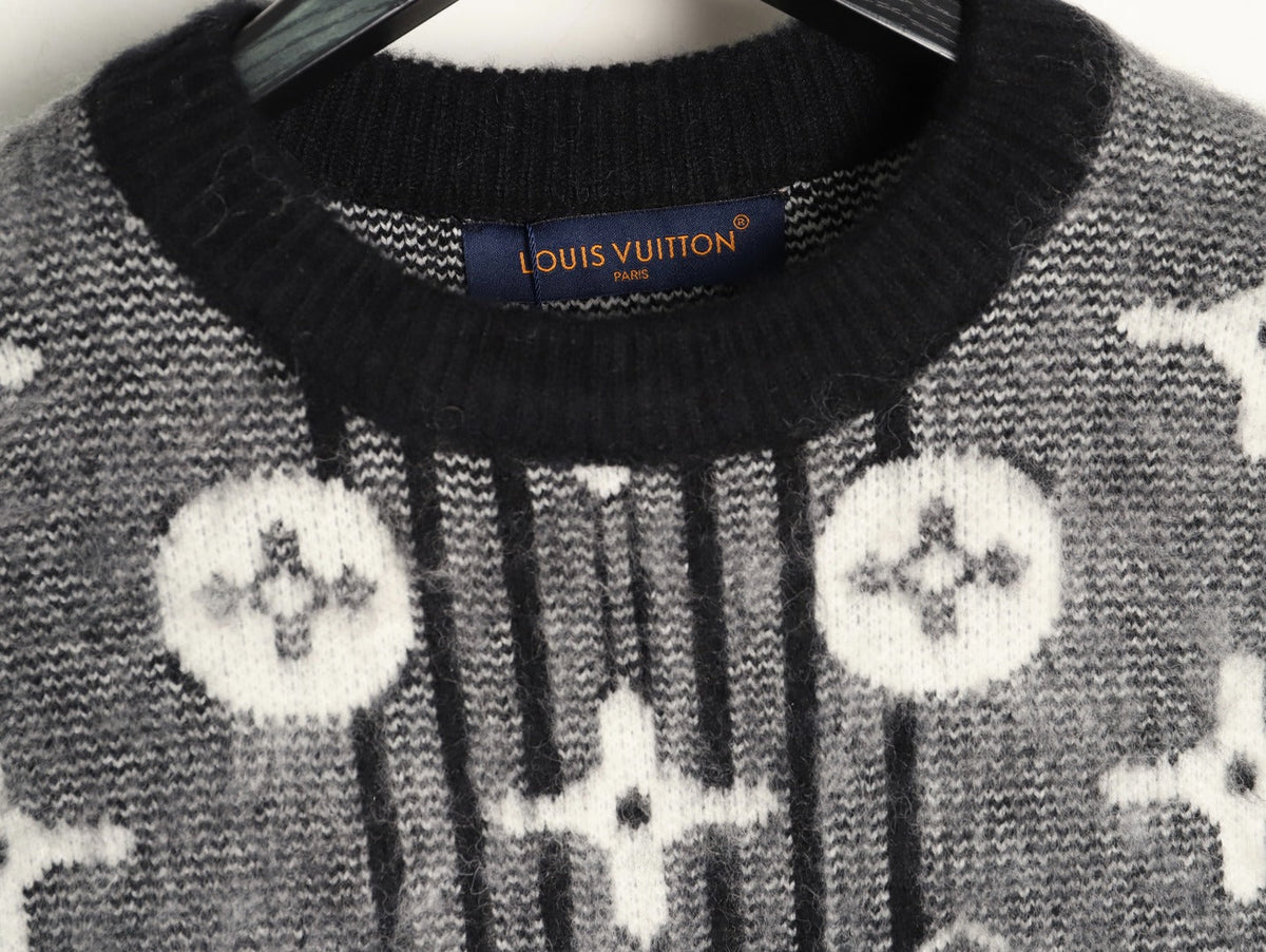 Louis Vuitton Allover Monogram-Style Crewneck Sweater - Charcoal
